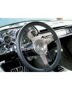Chevy Steering Wheel Adapter, Short, Chrome, Fits ididit OrFlaming River Columns, 1955-1957