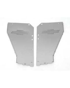 Chevy Radiator Filler Panels, Bowtie, Polished Stainless Steel, For Stock Core Support, 1955