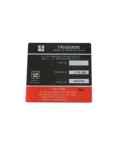 Nova Air Conditioning Compressor Decal, Frigidaire Air, 1972