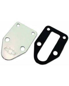 El Camino Fuel Pump Mounting Hole Block-Off Plate, Small Block, Bowtie Logo, Chrome, With Gasket, 1964-1972