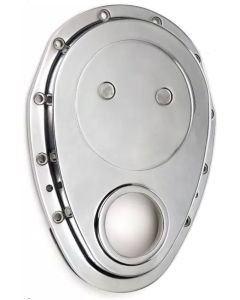 El CaminoTiming Chain Cover, Small Block, Polished Aluminum, 1964-1972
