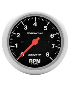 El Camino Tachometer, In-Dash Mount, 8,000 RPM, Sport-Comp Series, AutoMeter, 1964-72