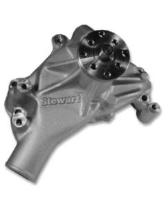 El Camino Water Pump, SB, Polished Aluminum, Hi-Flo, Long, Stewart, 1969-72