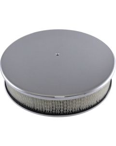 Air Cleaner, Round Smooth Chrome Aluminum, 14" X 3"