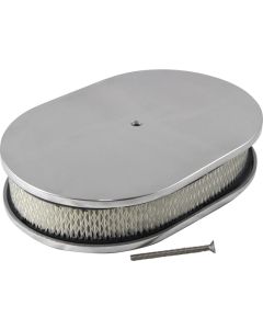 Air Cleaner, Oval Smooth Polished Aluminum, 12"