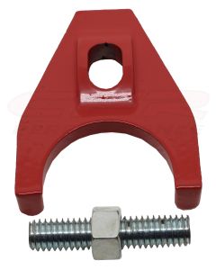 Engine Distributor Clamp, Zinc Alloy, Powder Coated Red Finish, Fits Chevy V8/V6 Engines