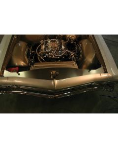 Full Size Chevy Radiator Core Support Filler Panels, Clear Anodized, With Logo, Impala, 1965-1966