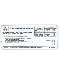 Full Size Chevy Emission Decal, 1972