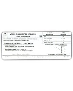 Full Size Chevy Emission Decal, 1972