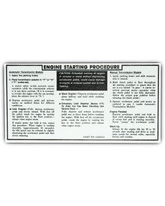 Engine Starting Procedure Decal,1972