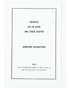 Full Size Chevy AM & FM Adaptor Instructions Card