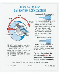 Full Size Chevy Starting Instruction Sleeve Decal, 1969-1972