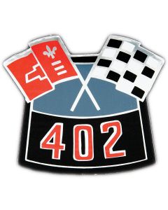 Full Size Chevy Air Cleaner Decal, 402ci Crossed-Flags, 1965-1972