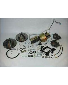 Full Size Chevy Complete Front Power Disc Brake Kit, With 9" Booster & Stainless Steel Lines, 1965-1968