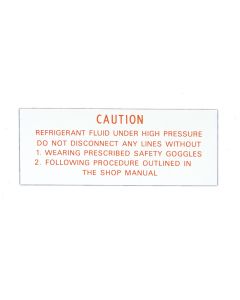 Full Size Chevy Air Conditioning Compressor Caution Decal, 1958-1962