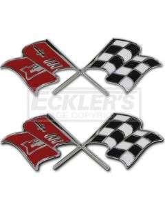 Full Size Chevy Fuel Injection Front Fender Emblems, Crossed Flags, 1958-1960