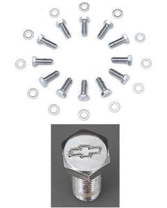 Full Size Chevy Bowtie Intake Manifold Bolts, Chrome, 1958-1972