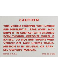 1957-63 Positraction Warning Sheet