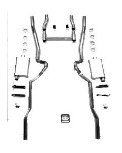 Chevy Exhaust System, CCI, Turbo Mufflers With Aluminized Pipes, 2 Door Hardtop/Sedan, 1955-1957