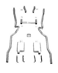 Chevy Exhaust System, CCI, Quickflow Mufflers With Aluminized Pipes, 2 Door Hardtop/Sedan, 1955-1957