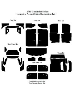 Chevy Insulation, QuietRide, AcoustiShield, Complete Kit, 4Door Sedan, 1955