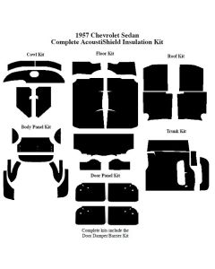 Chevy Insulation, QuietRide, AcoustiShield, Complete Kit, 4Door Sedan, 1957