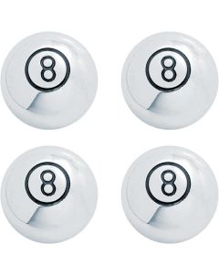 Chevy Valve Stem Caps, 8 Ball, Chrome, 1955-1957