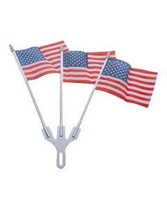 Chevy Chrome Flag Holder, With Three American Flags, 1955-1957