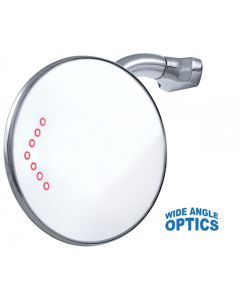 Chevy Outside Rear View Mirror, 4" Peep With Curved Arm & LED Turn Signal, Convex, 1955-1957