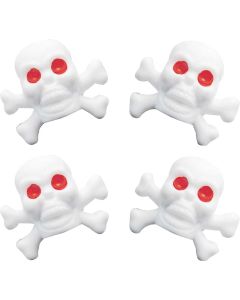 Chevy Valve Stem Caps, Skull, White, 1955-1957