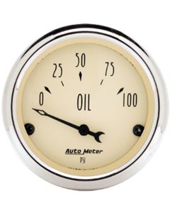 Chevy Autometer Oil Gauge, Antique Beige Series, 1955-1957