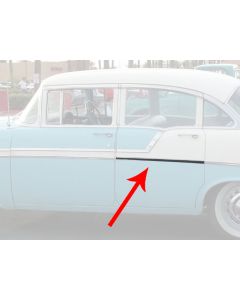 Chevy Rear Door Molding, Bel Air, Left, For 4-Door Sedan Or Wagon, Show Quality, 1956