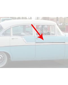 Chevy Front Door Molding, Bel Air, Left Lower Or Right Upper, For 4-Door Sedan Or Wagon, Show Quality, 1956