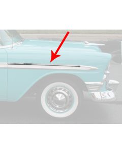 Front Fender Molding, Bel Air, LH Low/RHUp Show, 1956