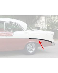 Chevy Rear Quarter Panel Molding, Bel Air, Left, For 4-Door Hardtop, Show Quality, 1956