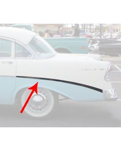 Chevy Rear Quarter Panel Molding, Bel Air, Left, For 4-Door Sedan & Wagon, Show Quality, 1956