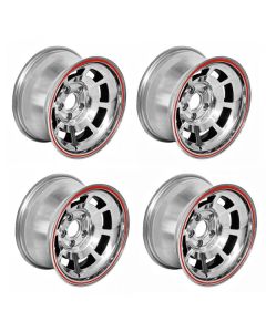 Corvette-Style Reproduction Polished Aluminum Pace Car Wheel Set, 1955-1957