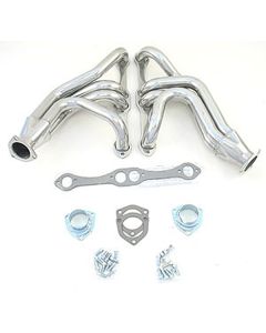 1955-1957 Chevy Exhaust Headers, Steel With Silver Ceramic Coated Finish, Small Block
