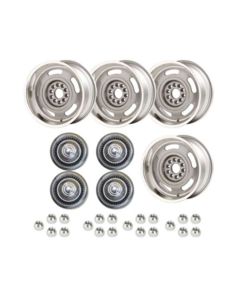 Classic Chevy -  Rally Wheel Kit, 1-Piece Cast Aluminum With Short Derby Caps,  17x9
