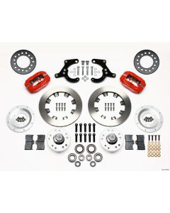 Chevy Wilwood Front Disc Brake Kit, Red Powder Coat Caliper, Plain Face Rotor,11.75,  Forged Dynalite Pro Serie, 1955-1957