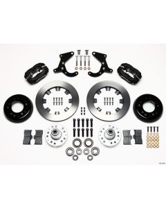 Chevy Wilwood Front Disc Brake Kit, Black Anodize 4 Piston Caliper,Plain Face Rotor,12.19,  Forged Dynalite Pro Series 1955-1957