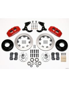 Chevy Wilwood Dynapro 6 Big Brake Front Disc Brake Kit, Red Powder Coat 6-Piston Calipers, Plain Face Rotor,12.19", 1955-1957