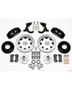 Chevy Wilwood Dynapro 6 Big Brake Front Disc Brake Kit, Black Powder Coat 6-Piston Caliper, SRP Drilled & Slotted Rotor, 12.19"  1955-1957