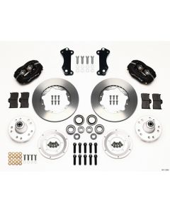Chevy Wilwood Front Disc Brake Kit, Drop Spindle, Black Anodize Caliper, Plain Face Rotor,11.00",  Forged Dynalite Pro Series 55-57