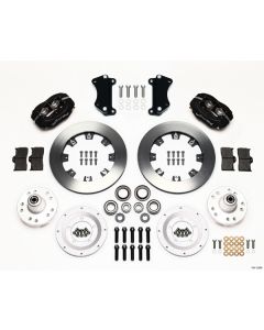Chevy Wilwood Front Disc Brake Kit, Drop Spindle, Black Anodize Caliper, Plain Face Rotor,12.19",  Forged Dynalite Big Brake Series 55-57