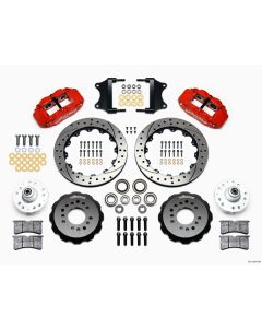 Chevy Front Disc Brake Kit, Drop Spindle, Red Powder Coat Caliper, SRP Drilled & Slotted Rotor,12.88", Wilwood Forged Superlite 6R Big Brake Series 55-57