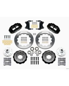 Chevy Wilwood Front Disc Brake Kit, Drop Spindle, Black Powder Coat Caliper, GT Slotted Rotor,12.88", Forged Superlite 6R Big Brake Series 55-57