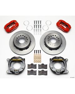 Chevy Wilwood Rear Parking Brake Kit, Dynalite Pro Series, 12.19" Red Powdercoat Plain Face Rotor, 1955-1957