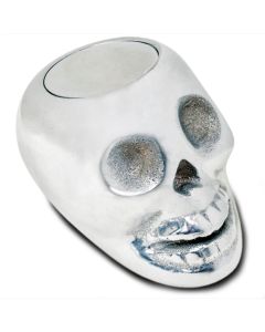 Shift Knob, Lokar, Polished Aluminum Skull, Plain Push Button, Universal Automatic Transmission