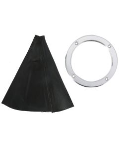 Billet Aluminum Round Shifter Boot Ring, Satin Finish, With Boot, Lokar
